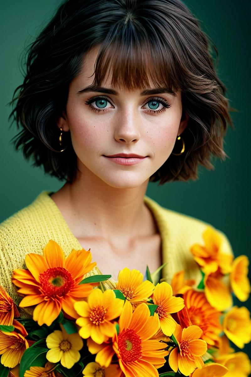 00284-717571765-avalonTruvision_v31-photo of beautiful (c0urteneyc0x-130_0.99), a woman with perfect short hair, bob haircut, wearing (yellow flower trim_1.1),  ((R.png